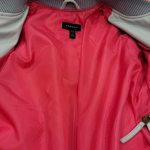 TOPSHOP  NEW  $110 Idol Perforated Faux Leather Bomber Jacket in Blue in size 4 - Picture 9 of 12